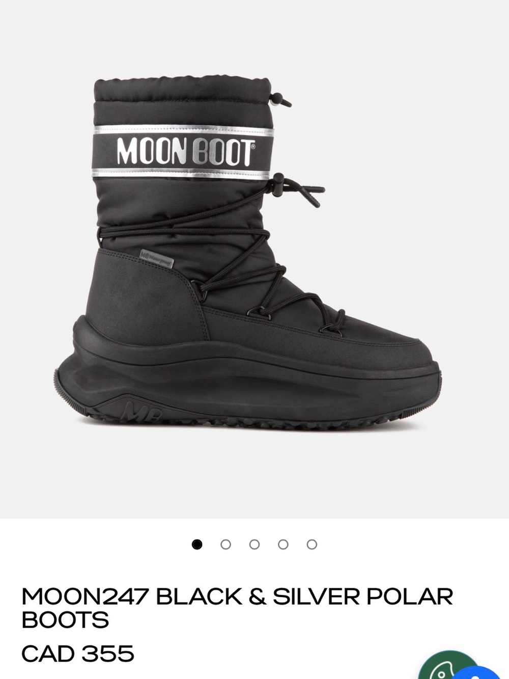 Moon Boot Black with Silver Trim Snow Boot